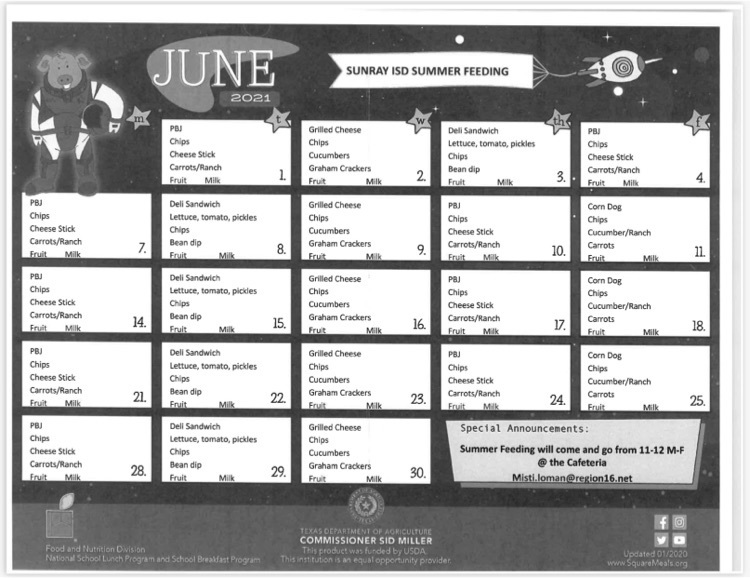 lunch menu for the summer