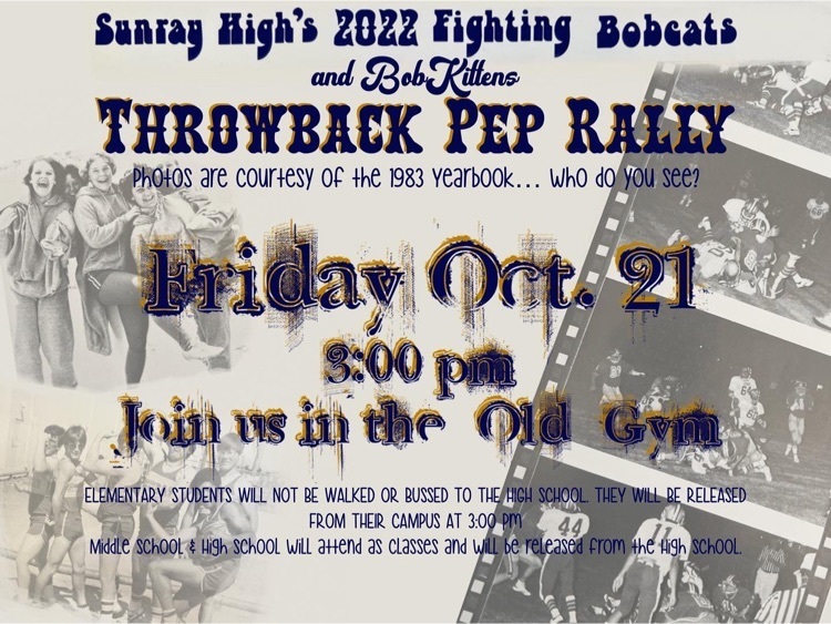 throwback pep rally Saturday, October 21 ￼