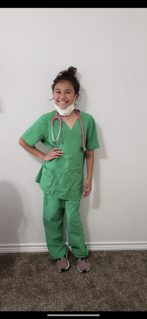 Student dressed as nurse for career day