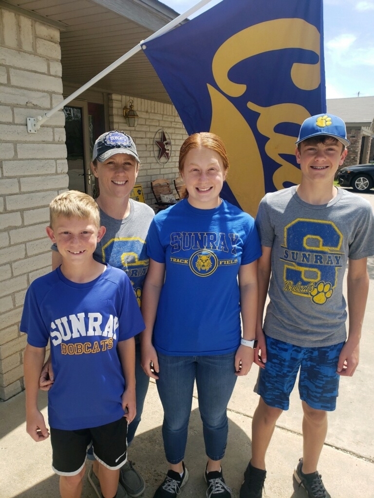 Students dressed in blue and gold for spirit week 